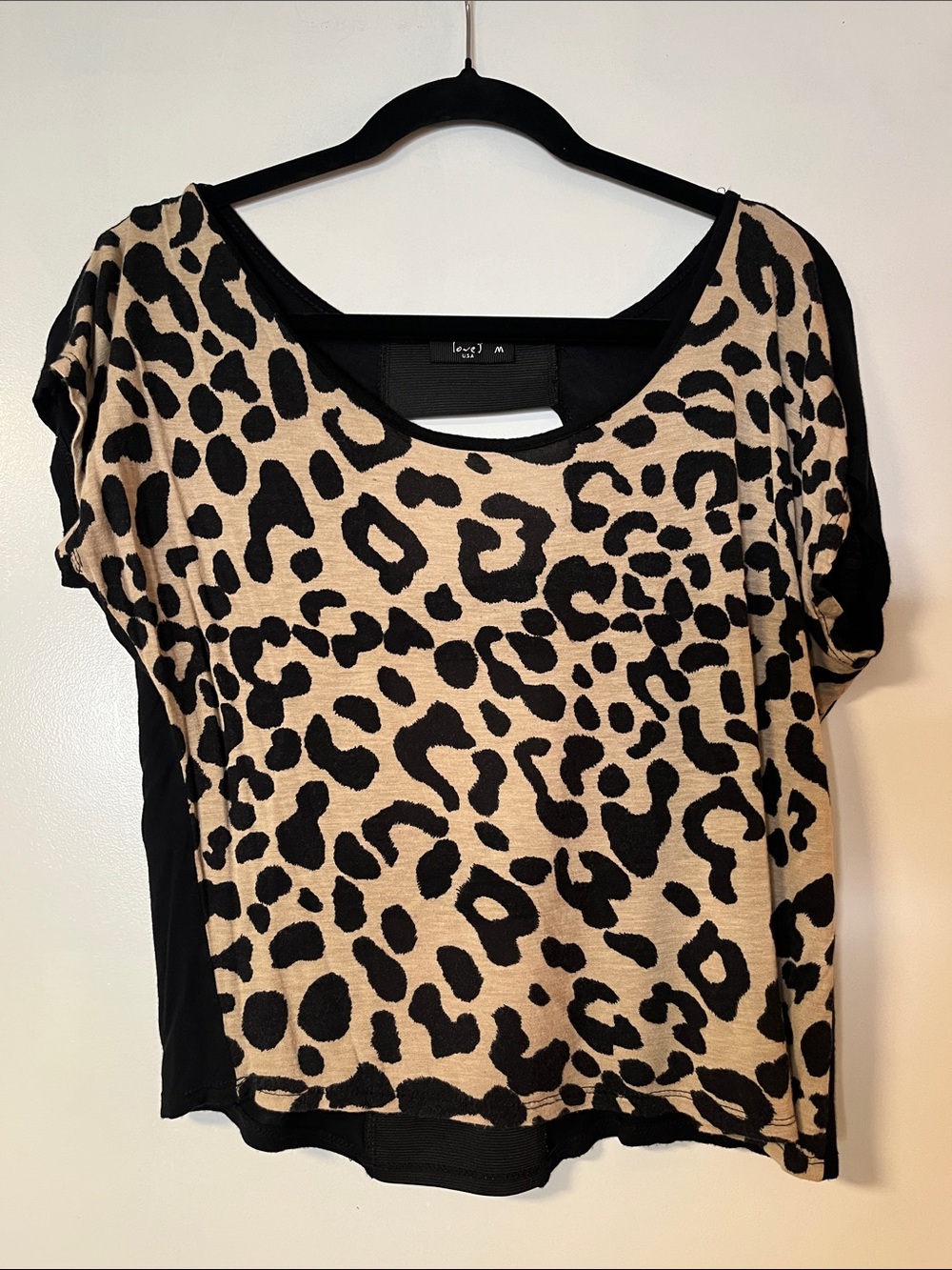 love J Leopard Print Short Sleeve Top - Black & Tan